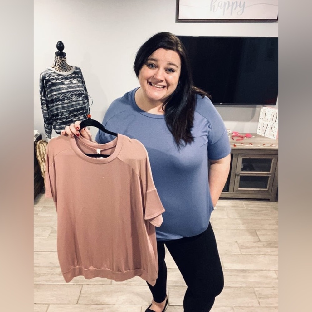 Blue french terry top with pockets
